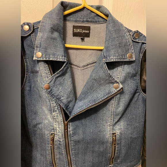 SUKO jeans denim and faux leather jacket size XL - Picture 2 of 4